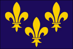 Le drapeau de l'le de France utilise le blason trs connu des rois de France. La fleur de lys symbolise le pouvoir royal et le bleu azur reprsente la loyaut.
